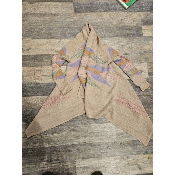 Lauren ralph lauren open cardigan drapey beige pink tribal small medium knit* - Picture 10 of 10